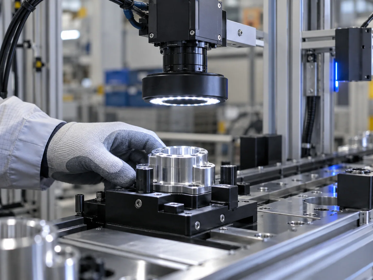 Sistema di visione durante il controllo di un componente metallico